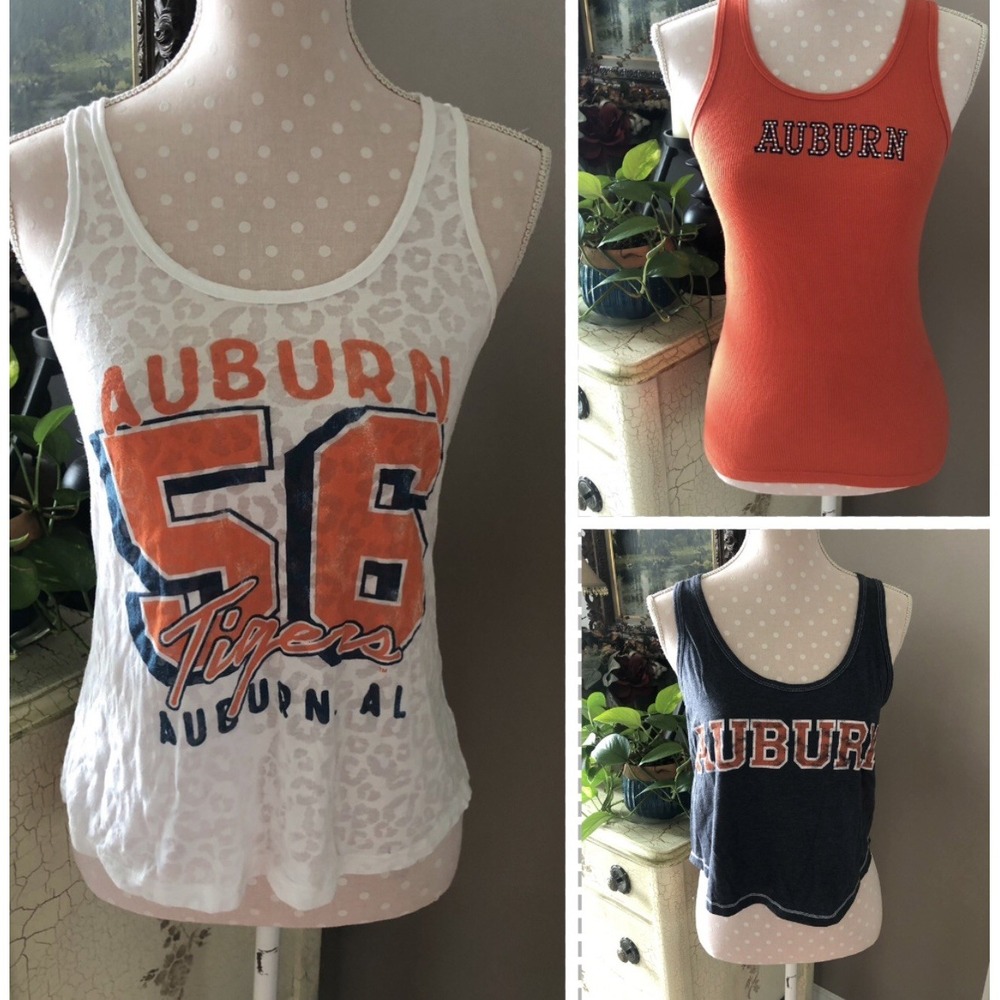 Auburn Tiigers Razorback Tank Tops 3 Blue Orange & White 2 Fitted S/M 1 Loose M